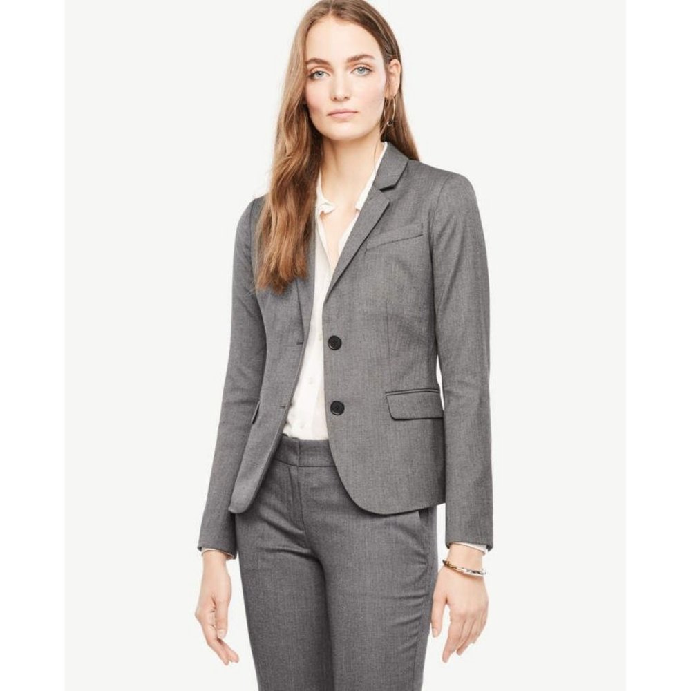 Ann Taylor Blazer Classic Wool Work Career Business Grey 8